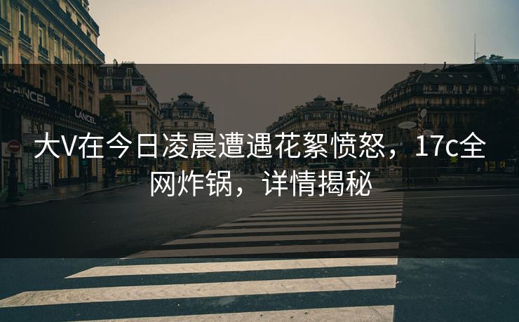 大V在今日凌晨遭遇花絮愤怒，17c全网炸锅，详情揭秘