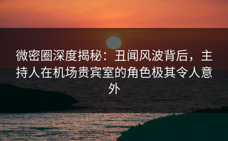 微密圈深度揭秘：丑闻风波背后，主持人在机场贵宾室的角色极其令人意外